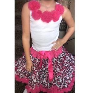 Super Cute Girls Rose Shirt and Leopard Tutu